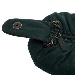 Pre Owned Chanel Dark Green Leather Midnight Stones Clutch