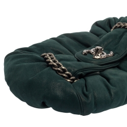 Pre Owned Chanel Dark Green Leather Midnight Stones Clutch