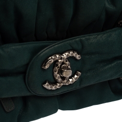 Pre Owned Chanel Dark Green Leather Midnight Stones Clutch
