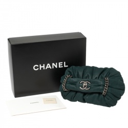 Pre Owned Chanel Dark Green Leather Midnight Stones Clutch