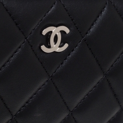 Pre Owned محفظة شانيل سحاب ملتف سي سي جلد كافيار مبطنة سوداء