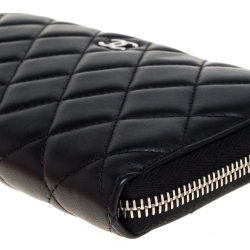 Pre Owned محفظة شانيل سحاب ملتف سي سي جلد كافيار مبطنة سوداء