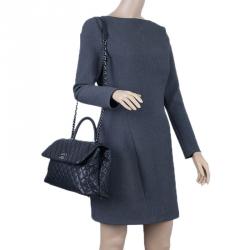 Pre Owned Chanel Black Calfskin Coco Handle Flap Bag