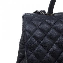 Pre Owned Chanel Black Calfskin Coco Handle Flap Bag