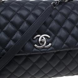 Pre Owned Chanel Black Calfskin Coco Handle Flap Bag