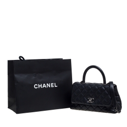 Pre Owned Chanel Black Caviar Leather Mini Coco Top Handle Bag