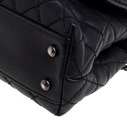 Pre Owned Chanel Black Caviar Leather Mini Coco Top Handle Bag