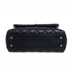 Pre Owned Chanel Black Caviar Leather Mini Coco Top Handle Bag