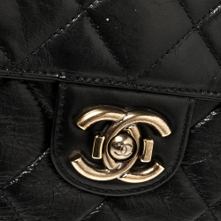 Pre Owned Chanel Black Quilted Leather Large Perfect Edge Flap Bag