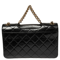 Pre Owned Chanel Black Quilted Leather Large Perfect Edge Flap Bag