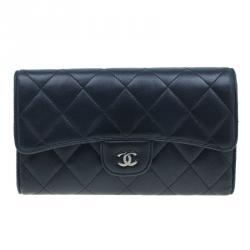 Chanel Black Quilted Lambskin Flap Wallet