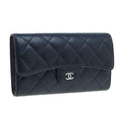 Chanel Black Quilted Lambskin Flap Wallet