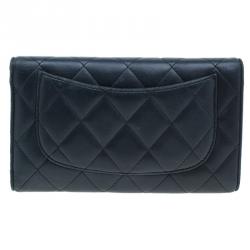 Chanel Black Quilted Lambskin Flap Wallet