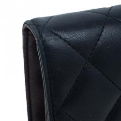 Chanel Black Quilted Lambskin Flap Wallet