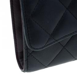 Chanel Black Quilted Lambskin Flap Wallet