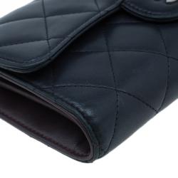 Chanel Black Quilted Lambskin Flap Wallet