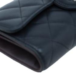 Chanel Black Quilted Lambskin Flap Wallet