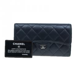 Chanel Black Quilted Lambskin Flap Wallet