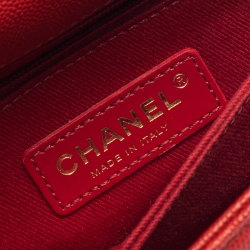 Pre Owned Chanel Orange Quilted Caviar Leather Mini Coco Top Handle Bag