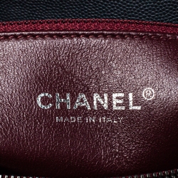 Pre Owned Chanel Grey/Burgundy Caviar Leather and Lizard Medium Coco Top Handle Bag