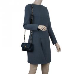 Pre Owned Chanel Black Quilted Satin Vintage Mini Flap Bag 
