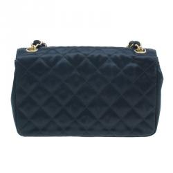Pre Owned Chanel Black Quilted Satin Vintage Mini Flap Bag 