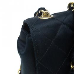 Pre Owned Chanel Black Quilted Satin Vintage Mini Flap Bag 