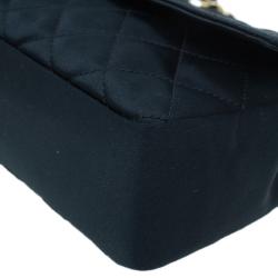 Pre Owned Chanel Black Quilted Satin Vintage Mini Flap Bag 