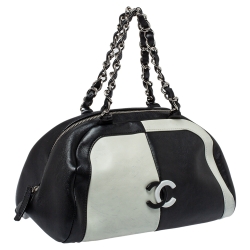 Pre Owned Chanel Bicolor Leather CC Bowling Bag