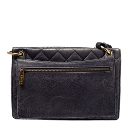 Pre Owned Chanel Grey Quilted Caviar Leather`Chain Top Handle Bag