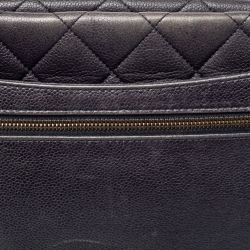 Pre Owned Chanel Grey Quilted Caviar Leather`Chain Top Handle Bag