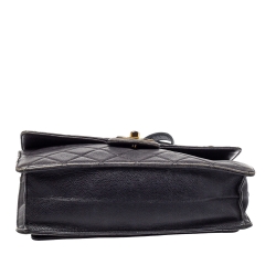 Pre Owned Chanel Grey Quilted Caviar Leather`Chain Top Handle Bag