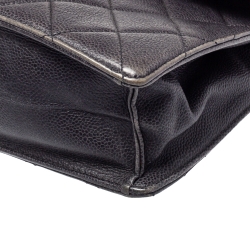 Pre Owned Chanel Grey Quilted Caviar Leather`Chain Top Handle Bag