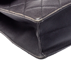 Pre Owned Chanel Grey Quilted Caviar Leather`Chain Top Handle Bag