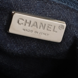 Pre Owned Chanel Blue Quilted Denim Flap Triple Chain Shoulder Bag