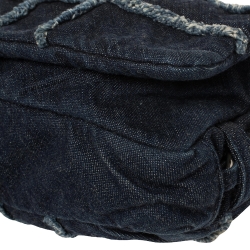 Pre Owned Chanel Blue Quilted Denim Flap Triple Chain Shoulder Bag