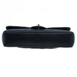 Pre Owned Chanel Black Caviar Leather East West Flap Bag