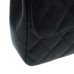 Pre Owned Chanel Black Caviar Leather East West Flap Bag