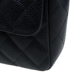 Pre Owned Chanel Black Caviar Leather East West Flap Bag
