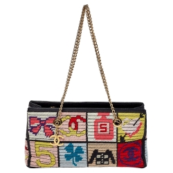مملوكة مسبقًا Chanel Multicolor Crochet Tweed "Lucky Charms" Patchwork Pochette