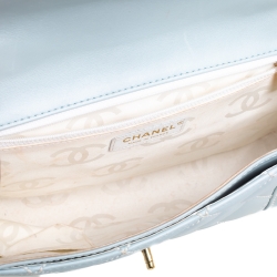 Pre Owned Chanel Minty Green Wild Stitch Leather Small Flap Top Handle Bag
