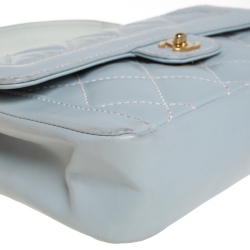 Pre Owned Chanel Minty Green Wild Stitch Leather Small Flap Top Handle Bag