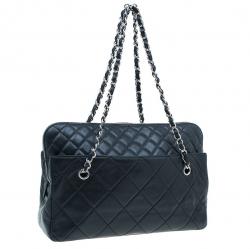 Chanel Black Quilted Leather Large Camera Case Bag