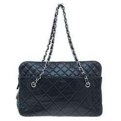 Chanel Black Quilted Leather Large Camera Case Bag