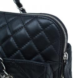 Pre Owned Chanel Black Quilted Leather Large Camera Case Bag