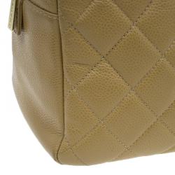 مملوكة مسبقًا Chanel Beige Quilted Caviar Leather Petite Timeless Shopper Tote