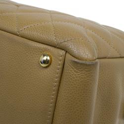مملوكة مسبقًا Chanel Beige Quilted Caviar Leather Petite Timeless Shopper Tote