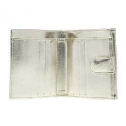 Pre Owned Chanel Gold Leather Compact Wallet