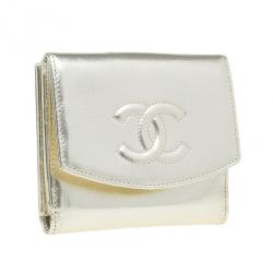 Pre Owned Chanel Gold Leather Compact Wallet