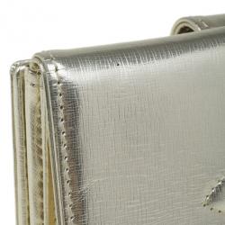 Pre Owned Chanel Gold Leather Compact Wallet